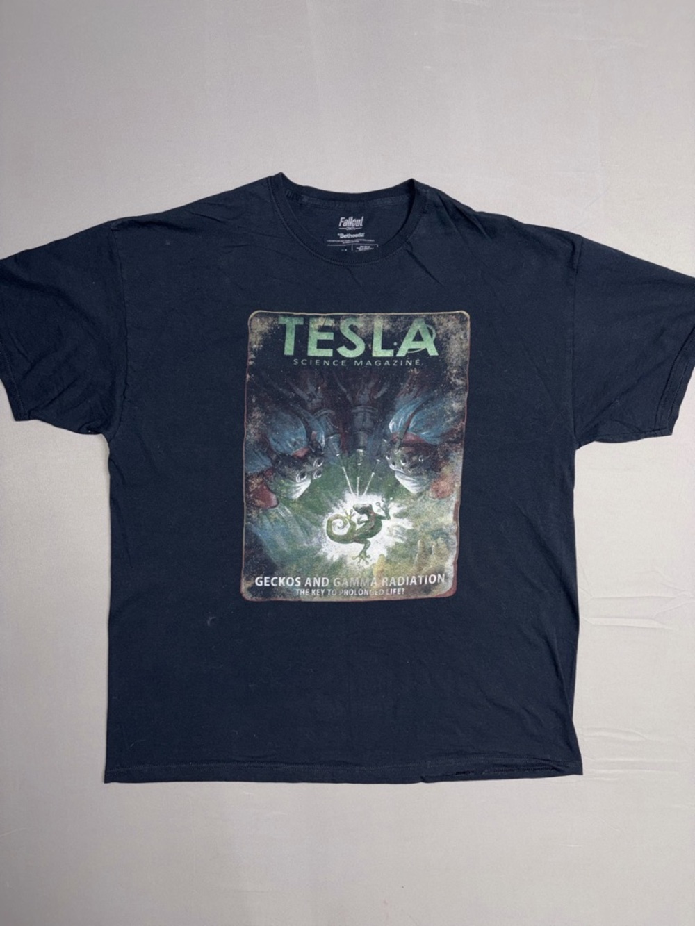 Fallout Tesla Graphic Crewneck T-Shirt - Black